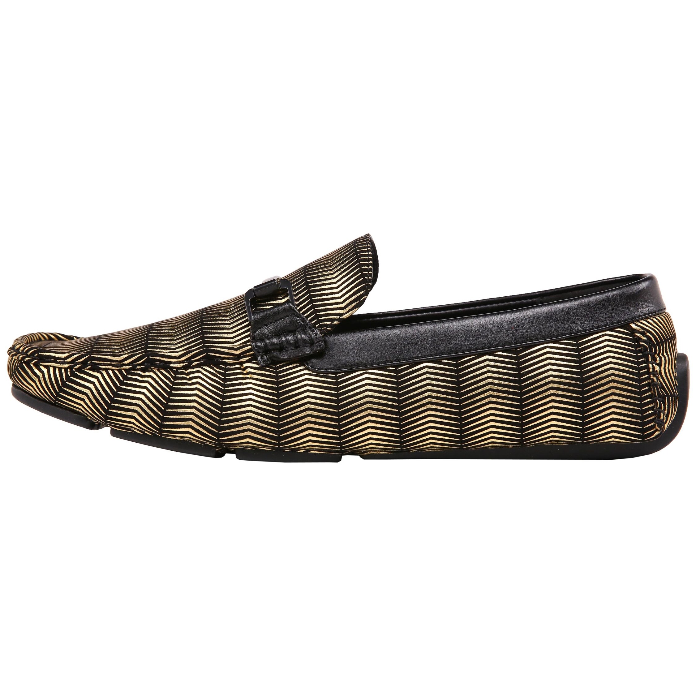 Amali Mens Moccasin Loafer Driving Shoes in Graphic Patent%2C and Metallic Design Styles Zed Monty Slink