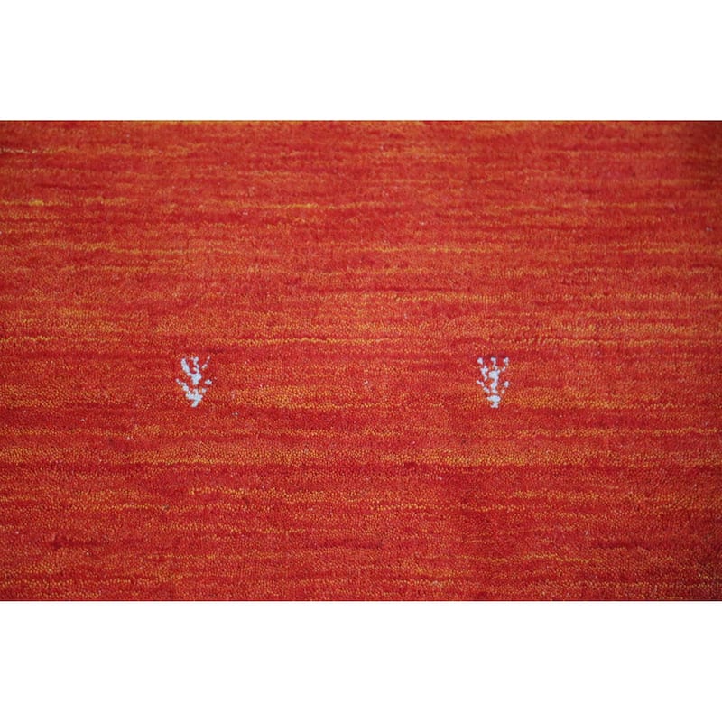 Orange Tribal Gabbeh Indian Rug Handmade Orange Wool Carpet - 4'8" x 6'5"