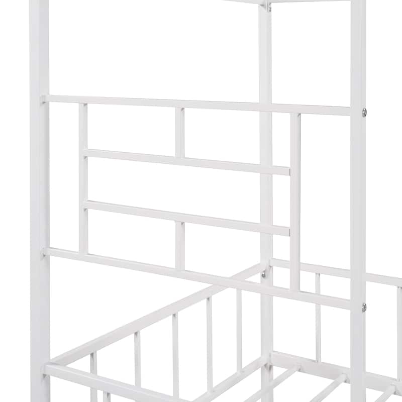 Metal House Bed Frame with Slatted Support