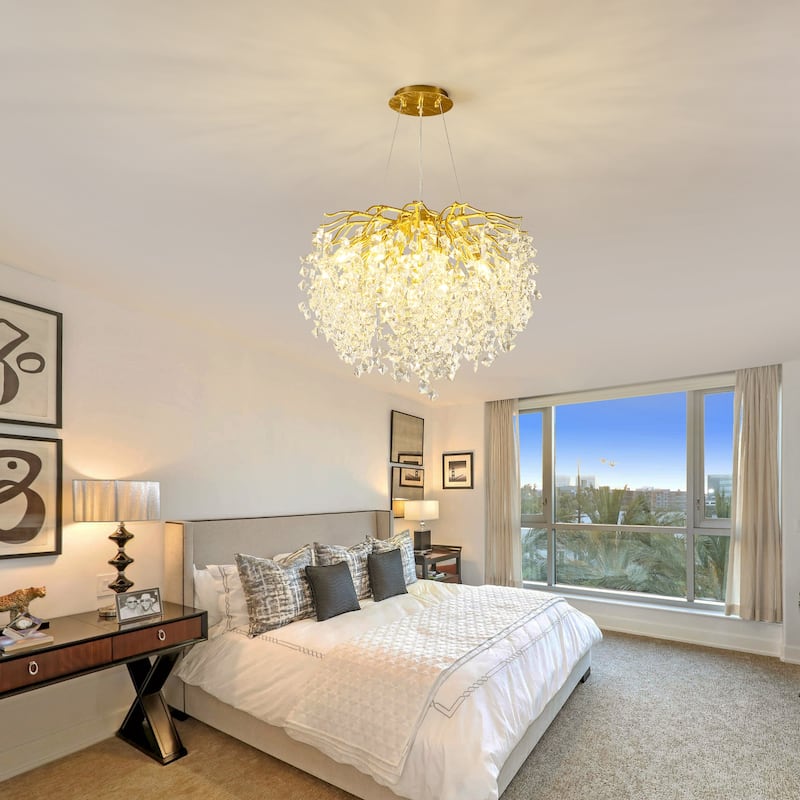 Modern High-End Romantic Golden Branch-Shaped Ceiling Lamp Suitable For Dining Room And Living Room