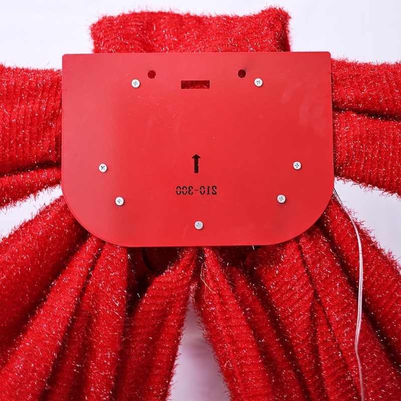 LED Lighted Bow Christmas Wall Decoration - 63" - Red