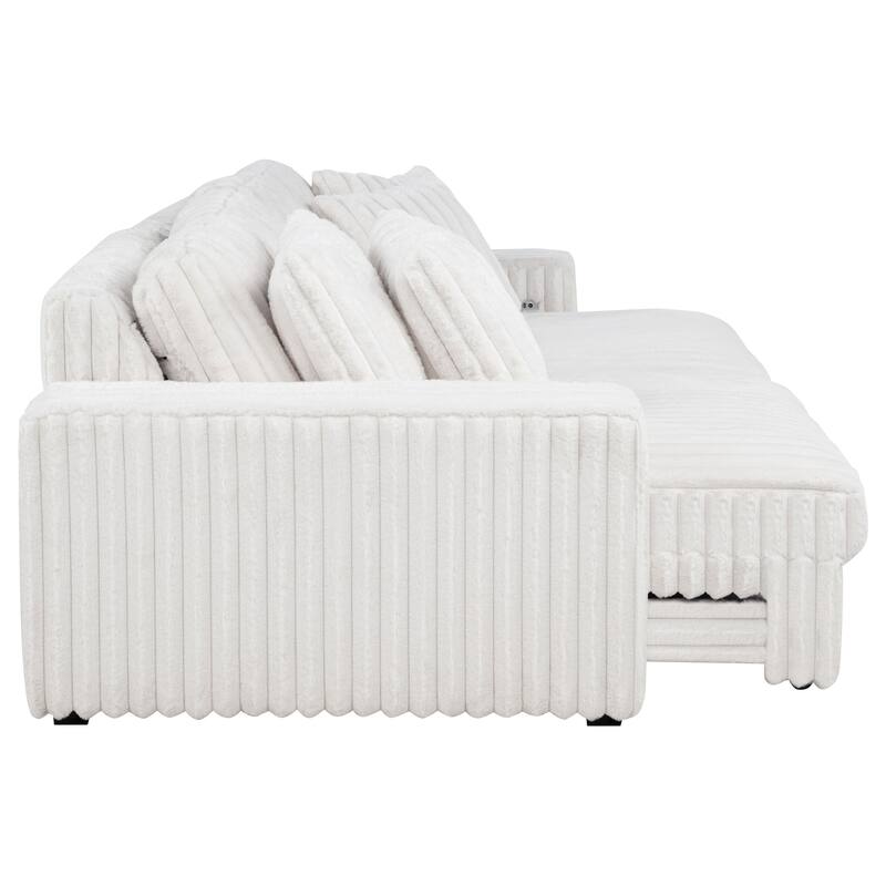 Jacana Corduroy Upholstered Dual Power Chaise Sofa