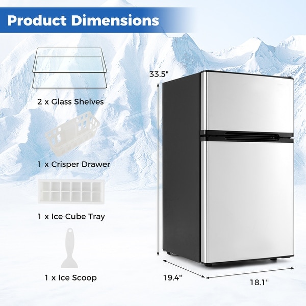 Costway Mini Fridge with Freezer, Double Door Small Refrigerator