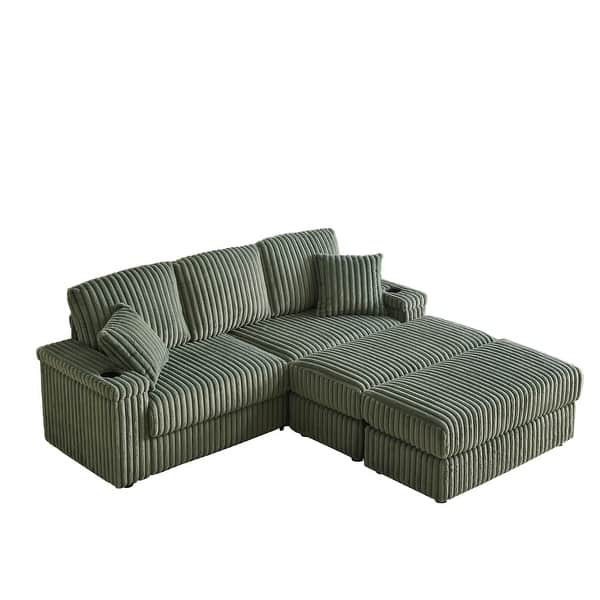 84" Comfy Deep Seat Sectional Sofa with Ottomans