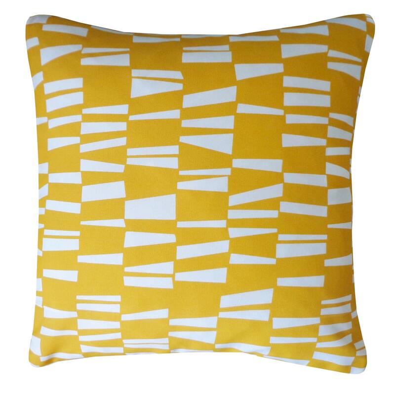 Jiti Outdoor Angel Geometric Patterned Waterproof Square Throw Pillows Cushions for Pool Patio Chair 20 x 20 - Yellow/White
