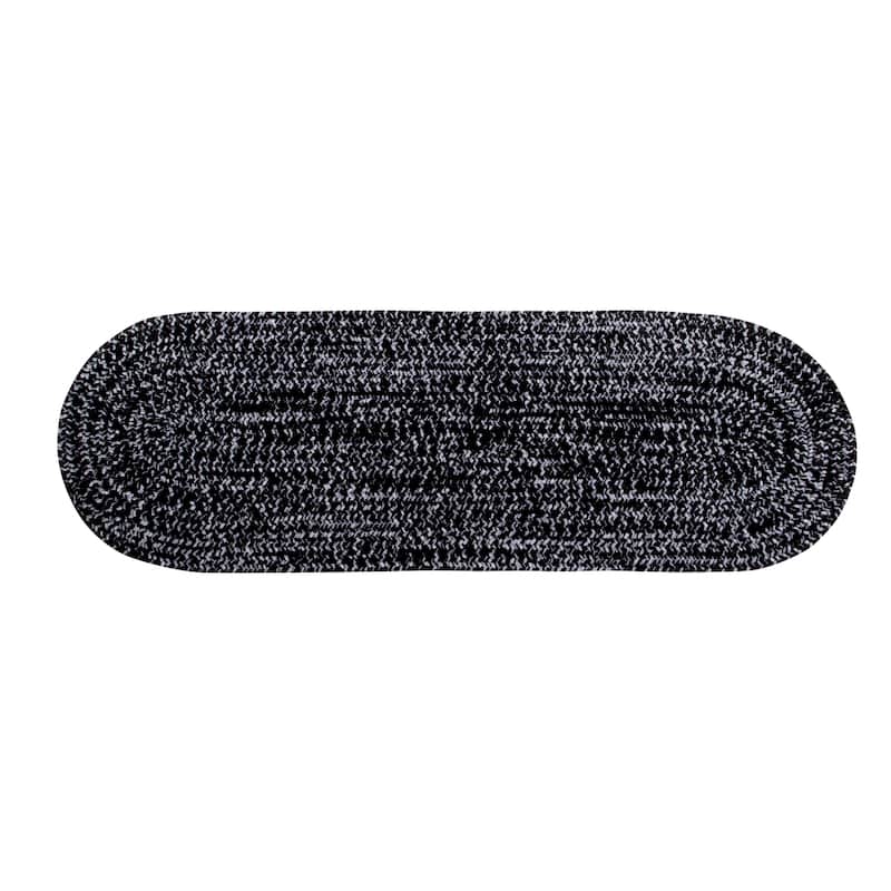 Better Trends Chenille Tweed & Solid Braid 100% Polyester Stain Resistant, Double Sided Reversible Indoor Area Rug - 24" x 72" Runner - Black & Gray