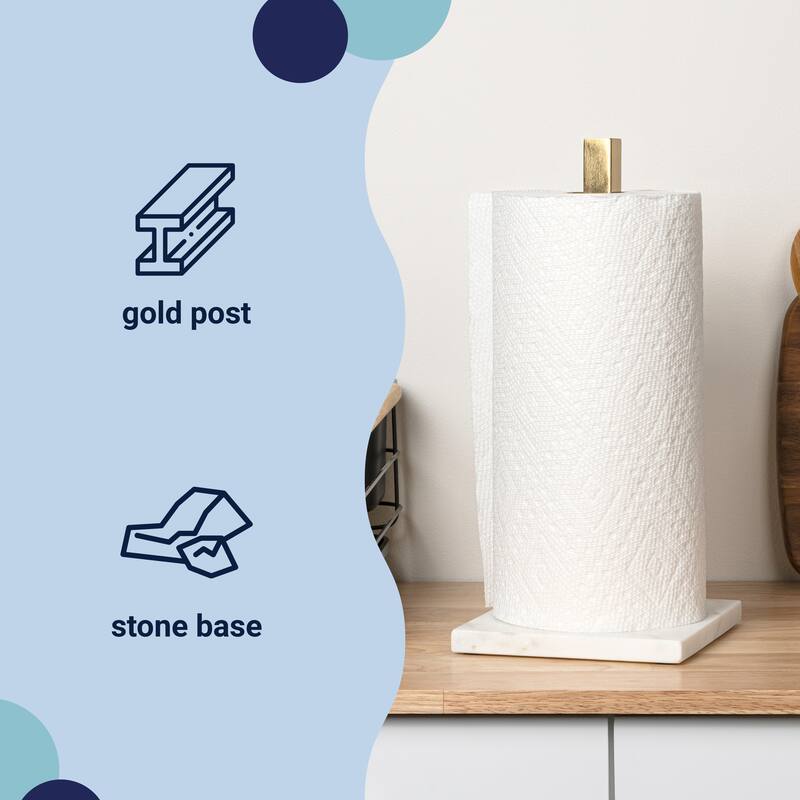 happimess, Avery Metal with Non Slip Weighted Marble Base Paper Towel Holder
