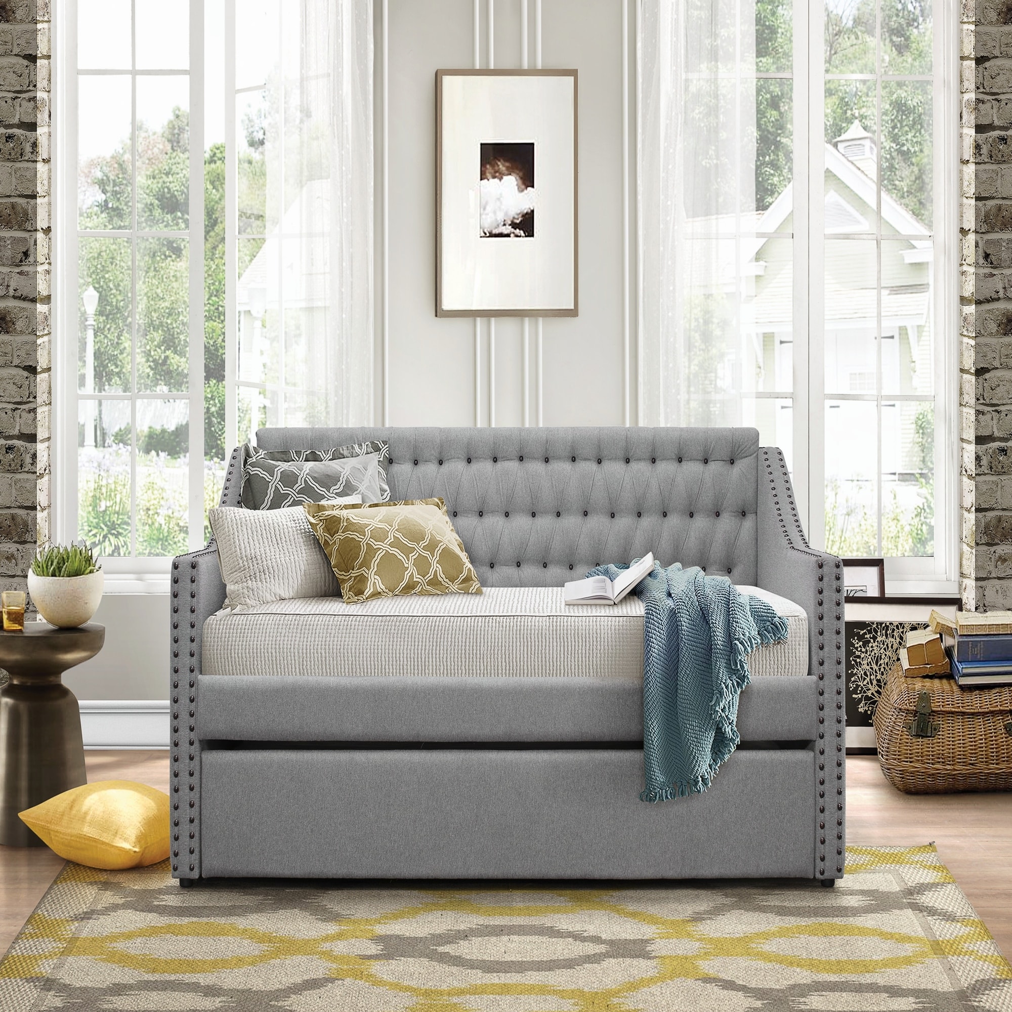 Gray Fabric Upholstered 1pc Sofa Bed