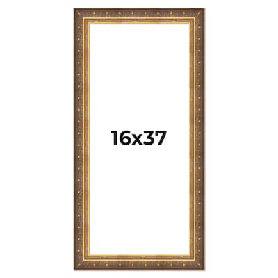 16x37 Frame Vintage Gold Solid Wood Picture Frame | 2.5 Inch Moulding