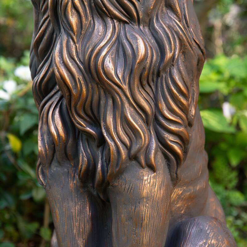 Glitzhome 36.25"H Oversized MGO Bronze/White/Black Sitting Lion Garden Statue