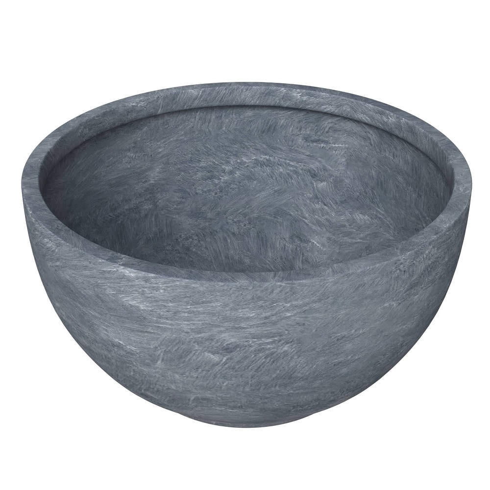 Grove Modern Round Fiberstone and MgO Clay Plant Pot with Drainage Holes for Indoor & Outdoor Home Office Yard Patio Decor