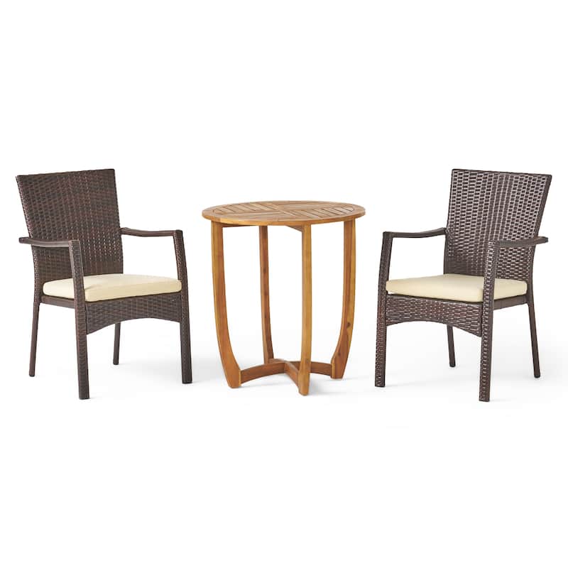 Sloane Outdoor 3 Piece Wicker Bistro Set by Christopher Knight Home