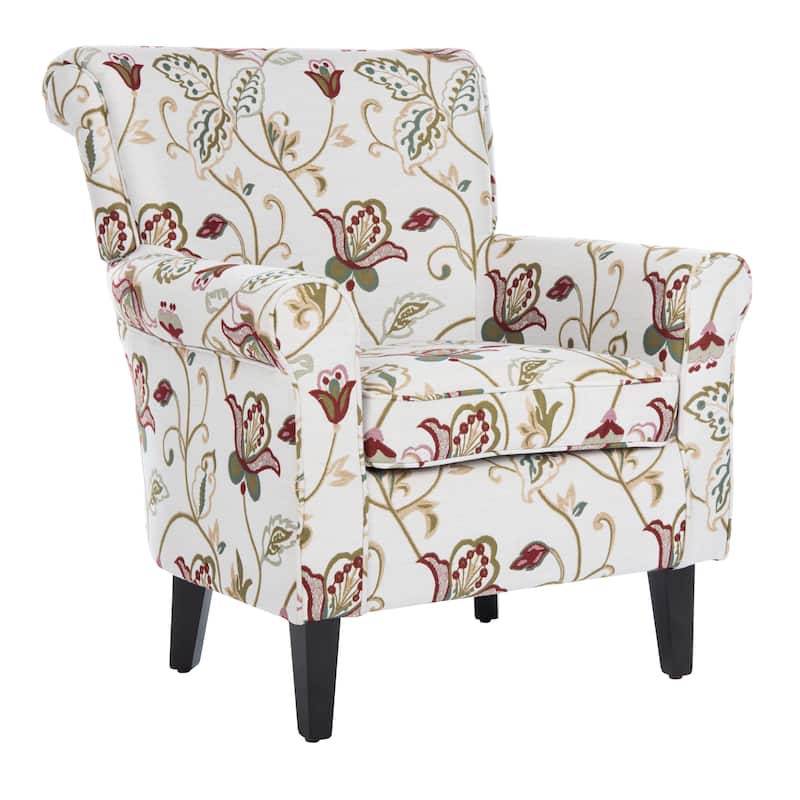 SAFAVIEH Gramercy Red/Ivory Floral Club Chair - 30" W x 33" D x 35" H