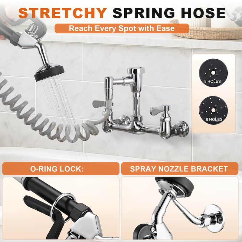 WOWOW 8 in. Double Handle Wall Mounted Pet Grooming Faucet