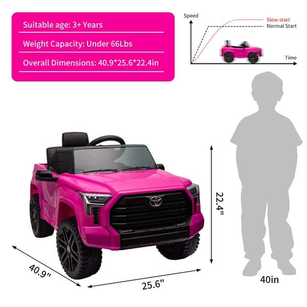 dimension image slide 3 of 5, Licensed Toyota Tundra 12V Kids Ride on Car , Ride on Truck Car with Remote
