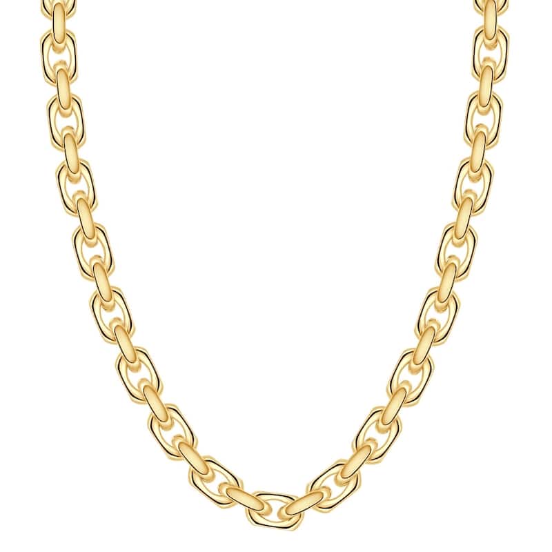 Bliss Diamond Yellow Gold Women's 24" Chain Necklace 42 Grams 8.5mm Thick - Yellow - 18 Inch - White