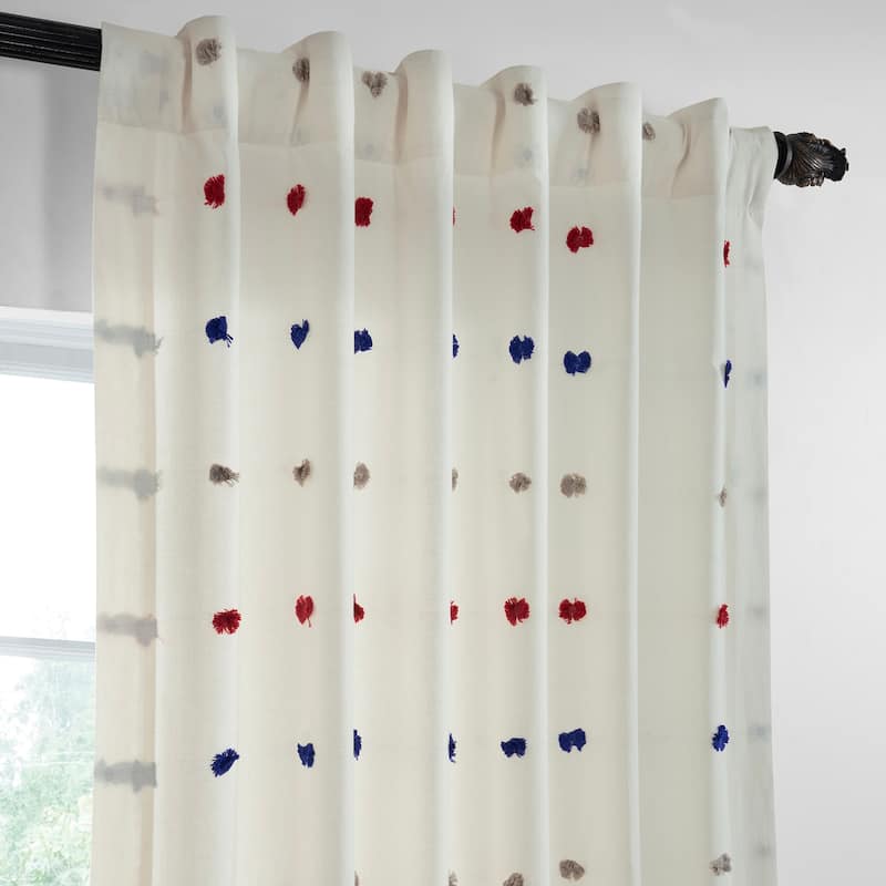 Exclusive Fabrics Geometric Cotton Craft Rod Pocket Sheer Curtains For Bedroom & Living Room Curtains Pair (2 Panels)