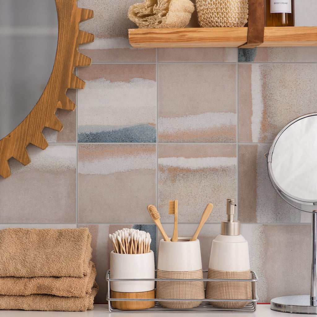 Merola Tile Matter Canvas Taupe Blue 6" x 6" Porcelain Floor and Wall Tile - Case (25 Tiles)