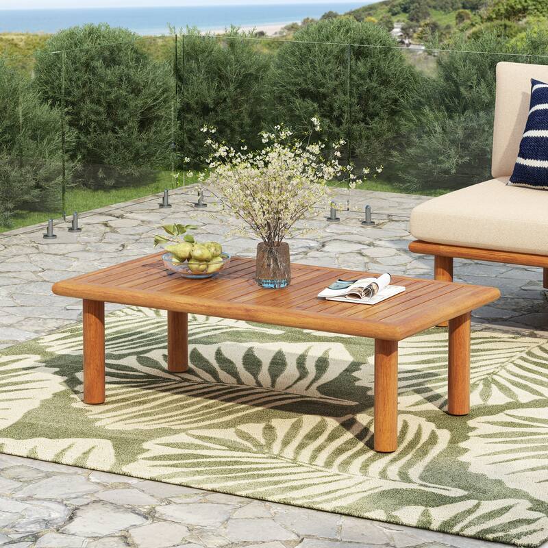 Christopher Knight Home - Gabriel 4-Piece Outdoor Acacia Wood Patio Seating Set with Water-Repellent Cushions