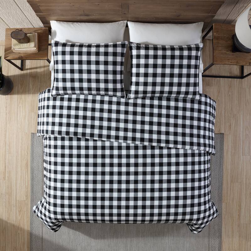 Eddie Bauer Mountain Plaid Black/White Cotton Comforter Set