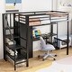 preview thumbnail 1 of 22, Twin Size Loft Bed with Wardrobe and Storage Staircase, Metal Loft Bedframe with Bulit-in Desk and Storage Shelf Black