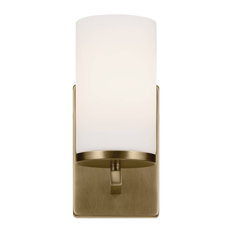 Kichler Lighting Crosby 1-Light Natural Brass Wall Sconce with Etched Glass