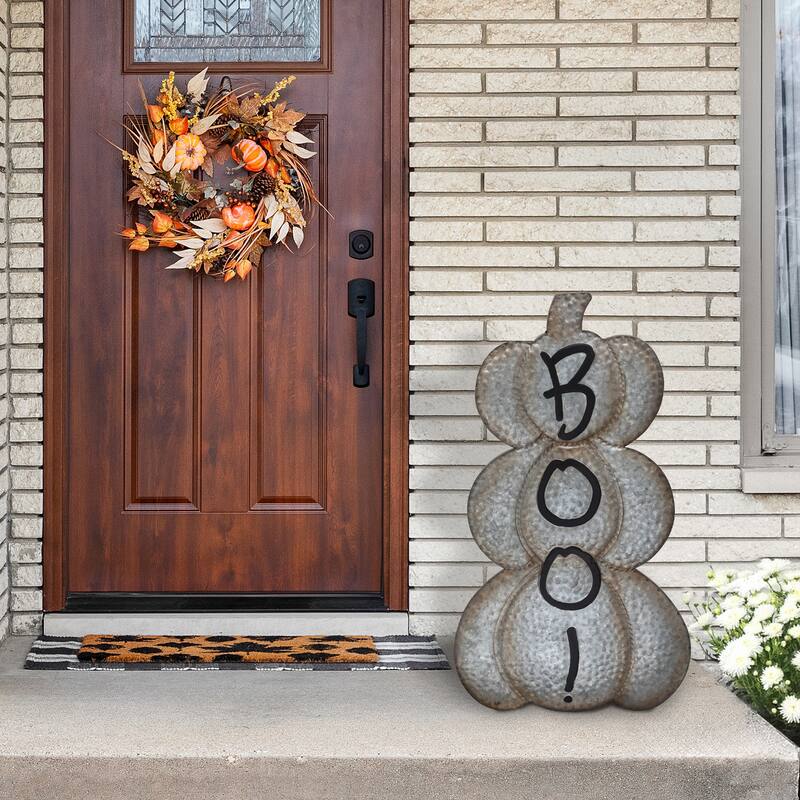 Boo! Metal Pumpkin Halloween Decoration - 28"