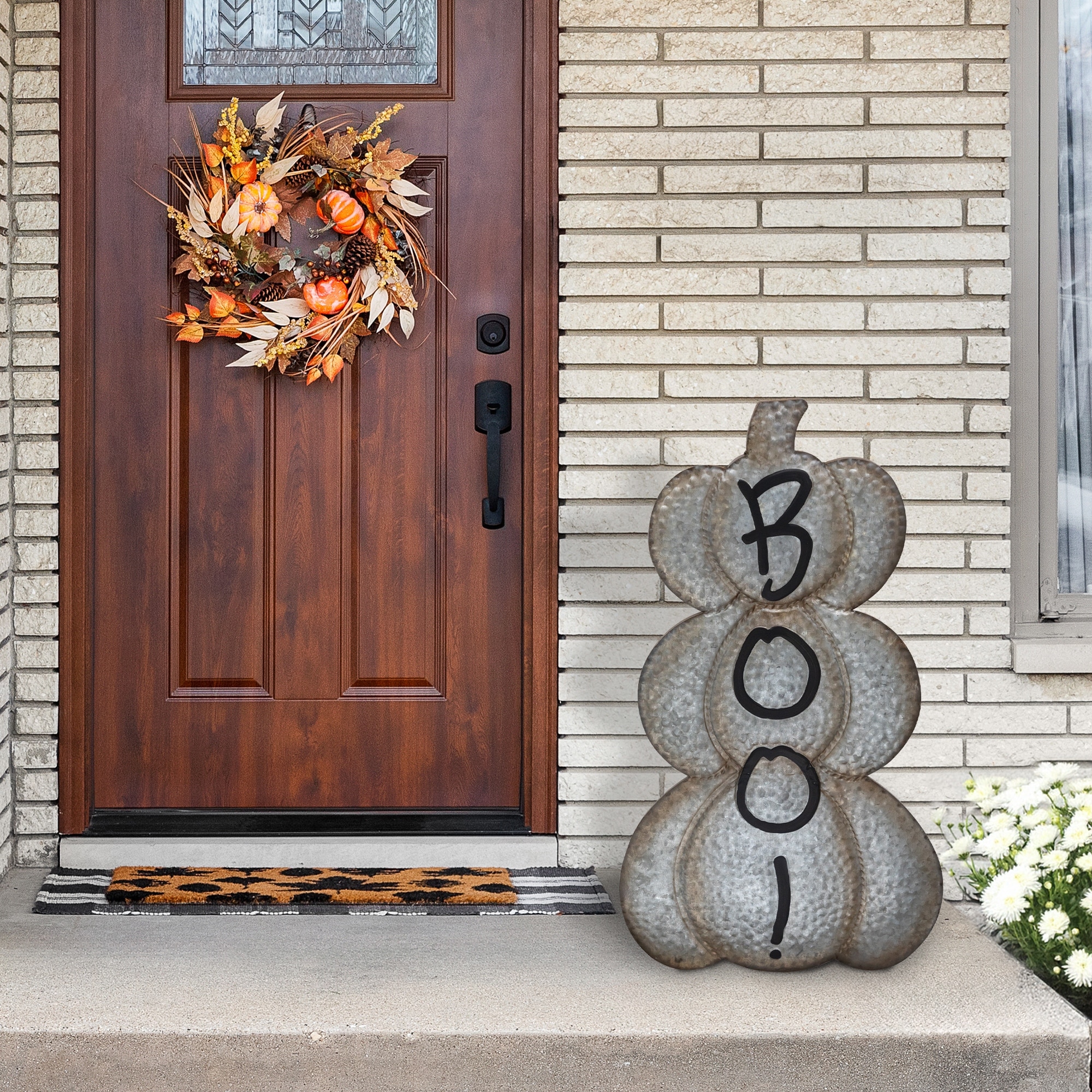 Boo! Metal Pumpkin Halloween Decoration - 28"