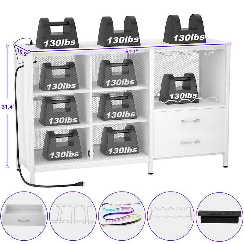 Sideboard Buffet Storage Cabinet with Wine Rack and Holder