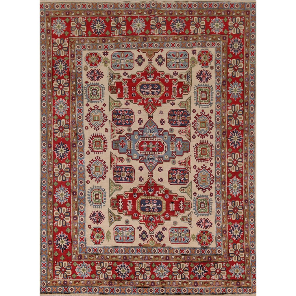 Kazak Oriental Area Rug Hand-Knotted Living Room Wool Carpet - 8'2" x 10'5"