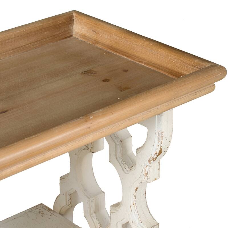 35.5" x 14" x 32" Distressed and Natural Wood Shelf Tray