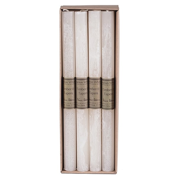 slide 2 of 3, Melon White Timber Tapers - Set of 12