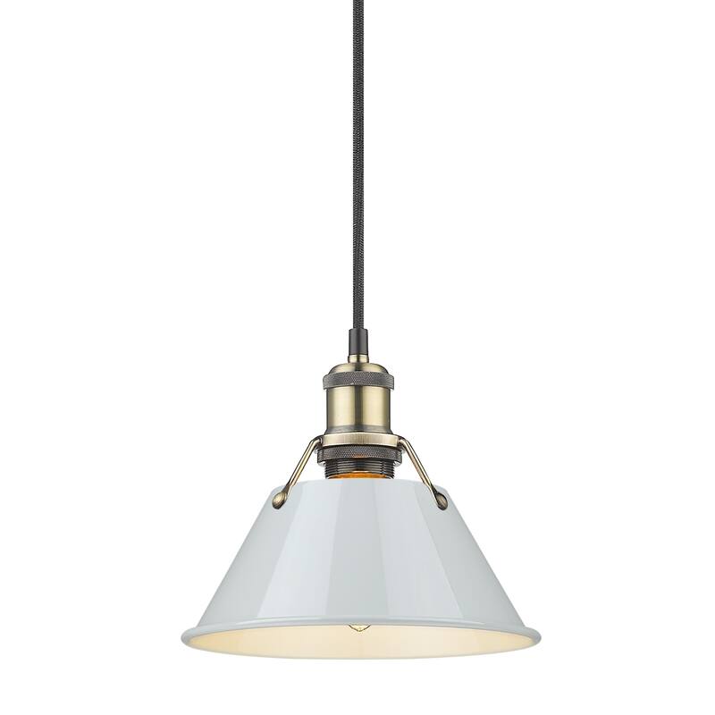 Yep by Golden Lighting Orwell 1-light 8in Pendant in Aged Brass and Dusky Blue shade - Gold