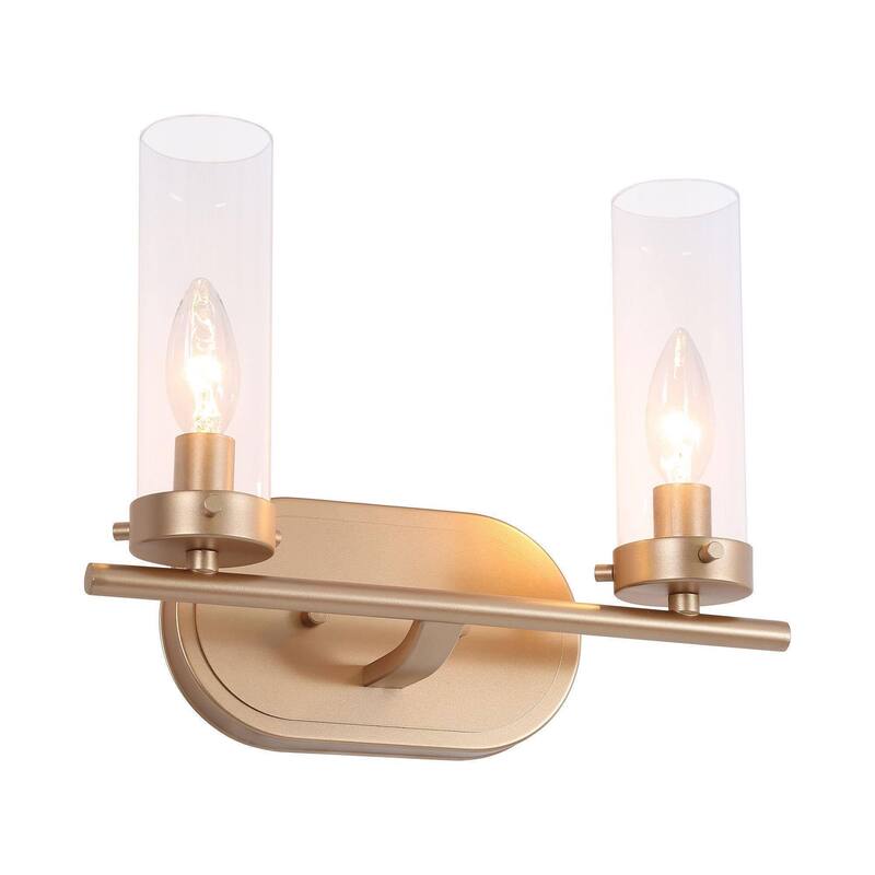 Modern Gold 3-Light Bathroom Vanity Light Cylinder Glass Wall Sconces