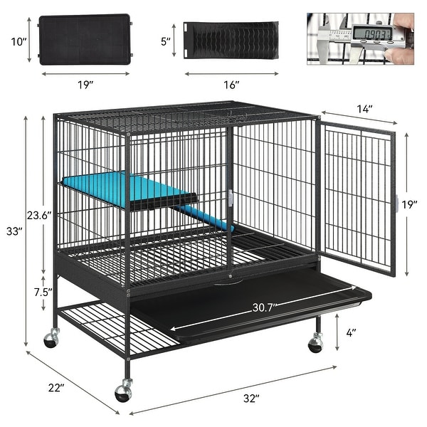 Metal 2-Tiers Small Animal Cages Indoor Critter Nation Cage