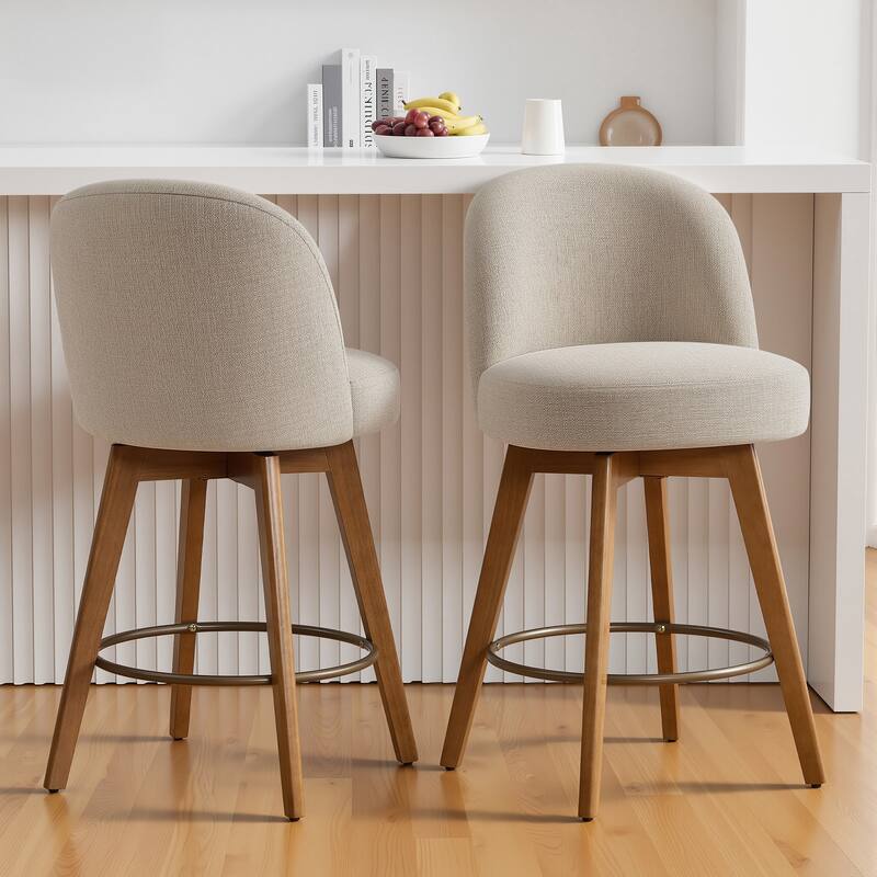 26" Upholstered Swivel Counter Stool With Solid Wood Frame - 37.8"H x 19.7"W x 23.2"D