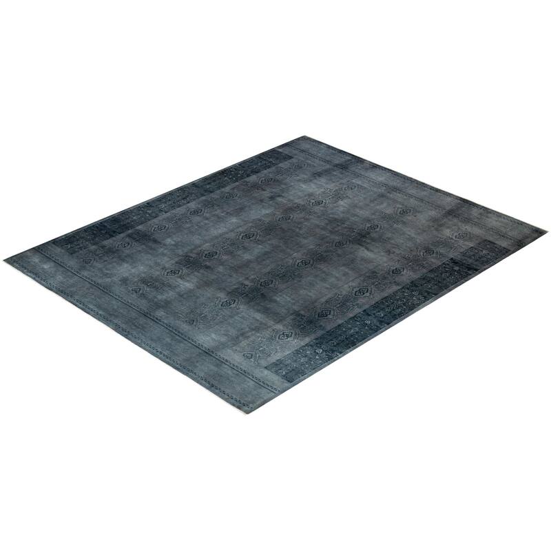 Overton Hand Knotted Wool Vintage Inspired Modern Contemporary Overdyed Gray Area Rug - 9' 4" x 11' 5"