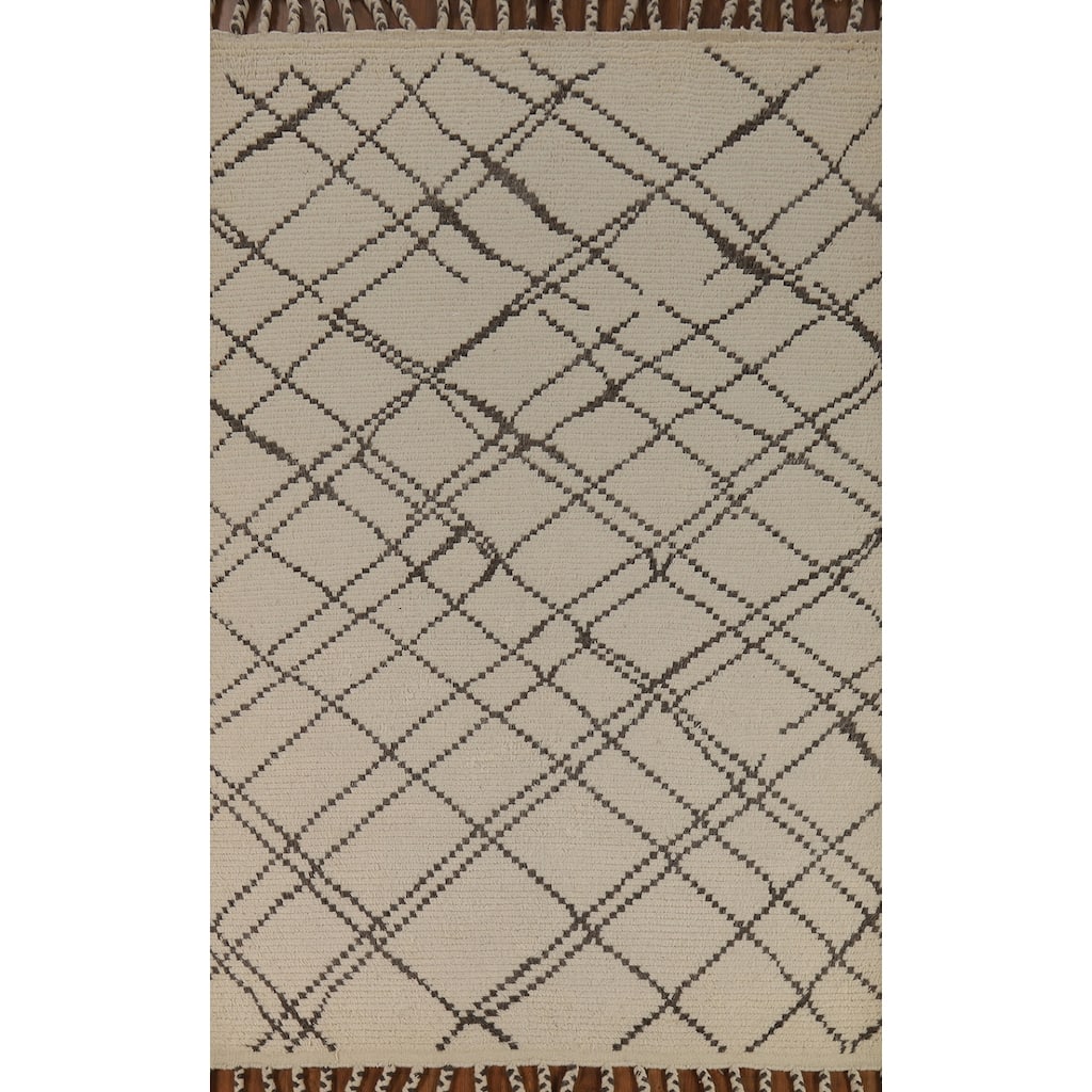 Trellis Moroccan Oriental Area Rug Handmade Wool Carpet - 5'2" x 8'1"
