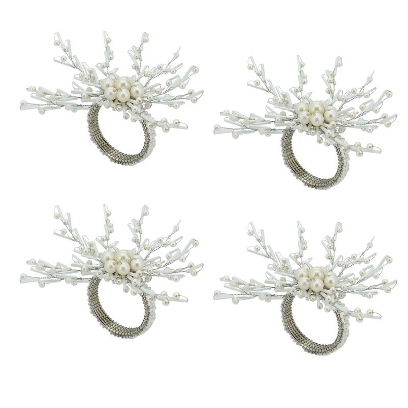 Elegant Entwined Beaded Napkin Ring (Set of 4) - Silver