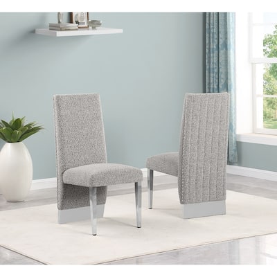 Best Quality Furniture Pleated Chrome Nailhead Trim Dining/Side Chair - N/A