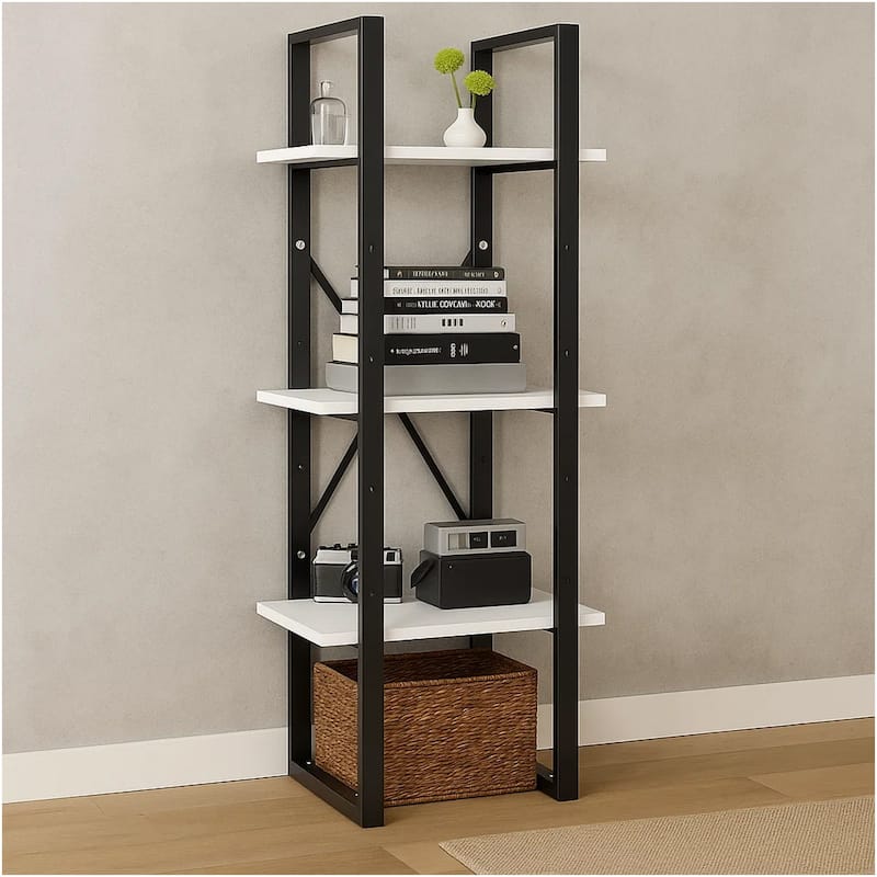 Zoe Standing Bookshelf, 41 Inch Tall, 3 Shelves, Black and White