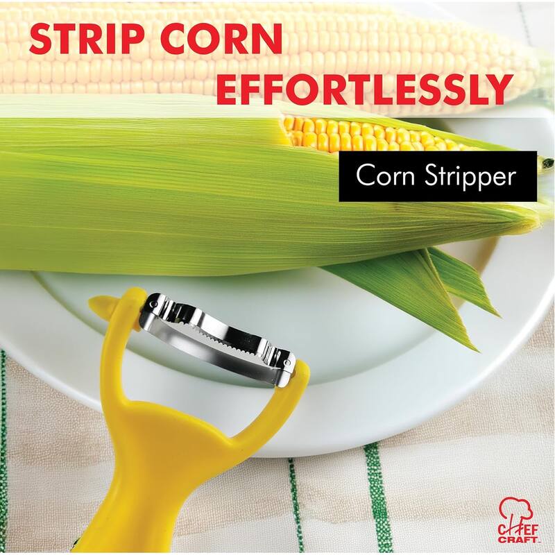 Chef Craft Corn Cob Stripper, Stainless Steel Blade Corn Kernel Remover Tool