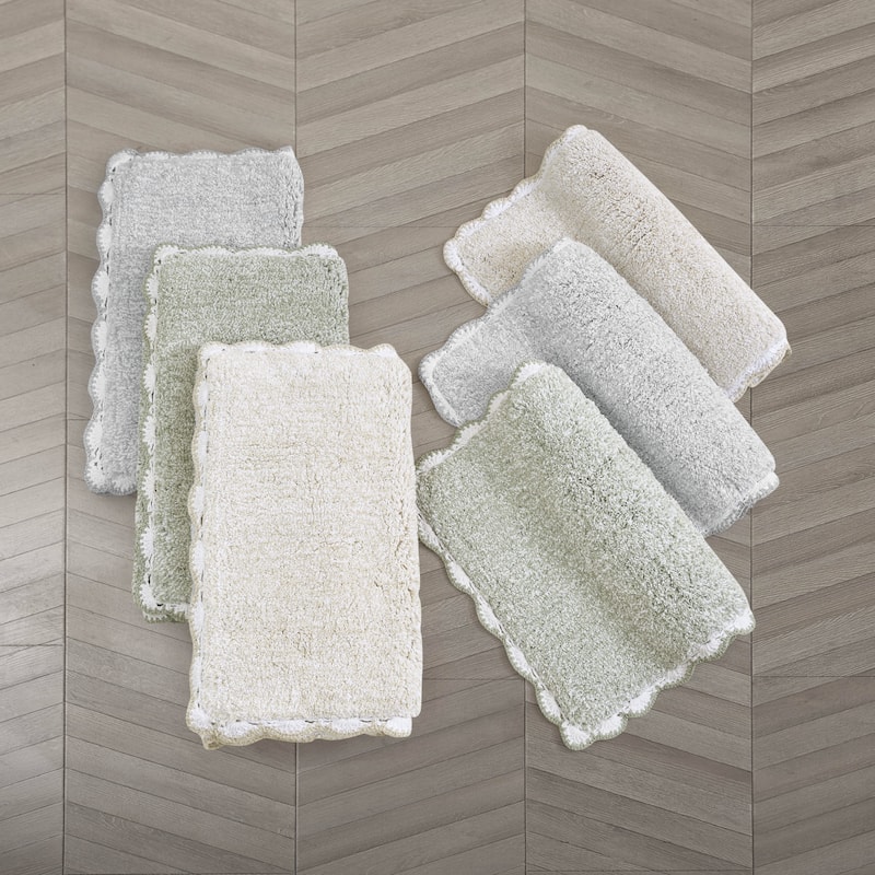 Laura Ashley Heathered Crochet Border Bath Rug