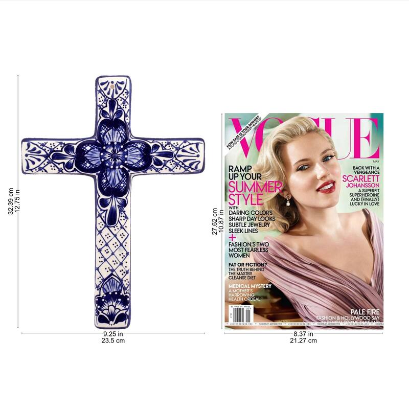 NOVICA Talavera Flower, Ceramic wall cross