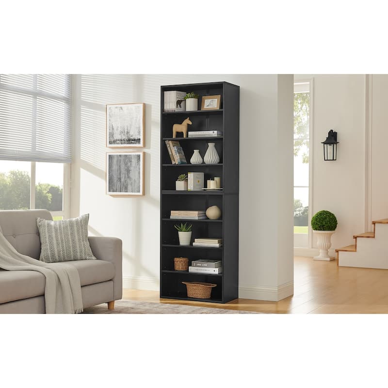 Modular 8-Tier Storage Cabinet –Convertible Bookcase with Adjustable Shelves, Dual-Layer Design Separates into Two 4-Layer Units