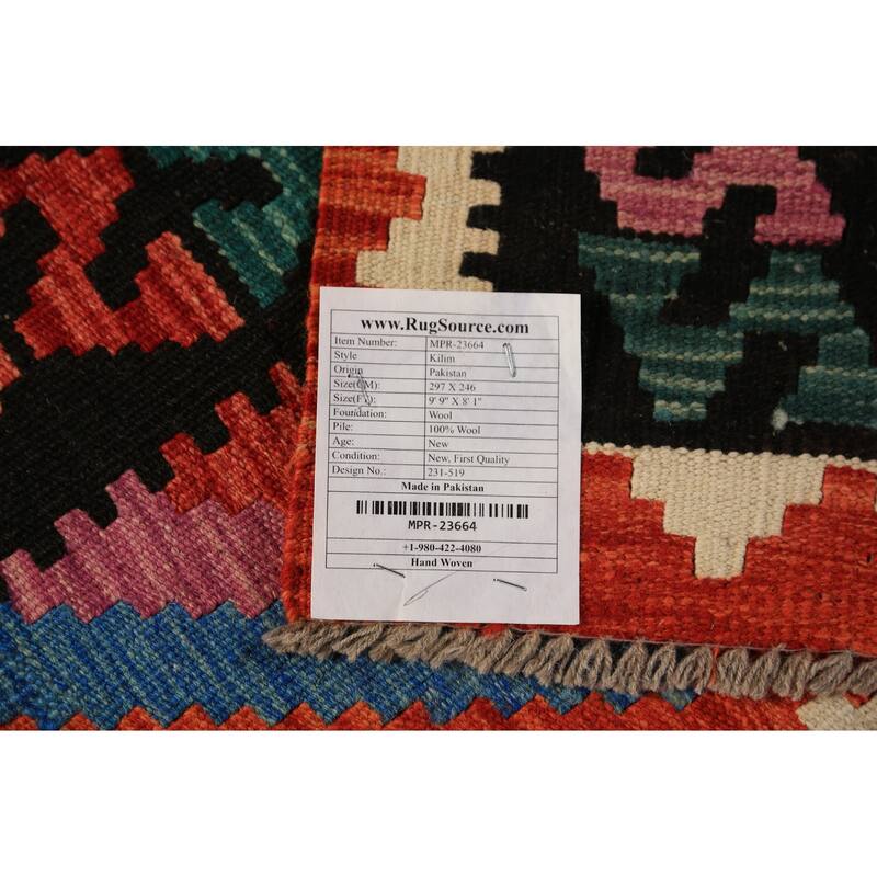 Kilim Oriental Area Rug Handmade Wool Carpet - 8'1"x 9'9"