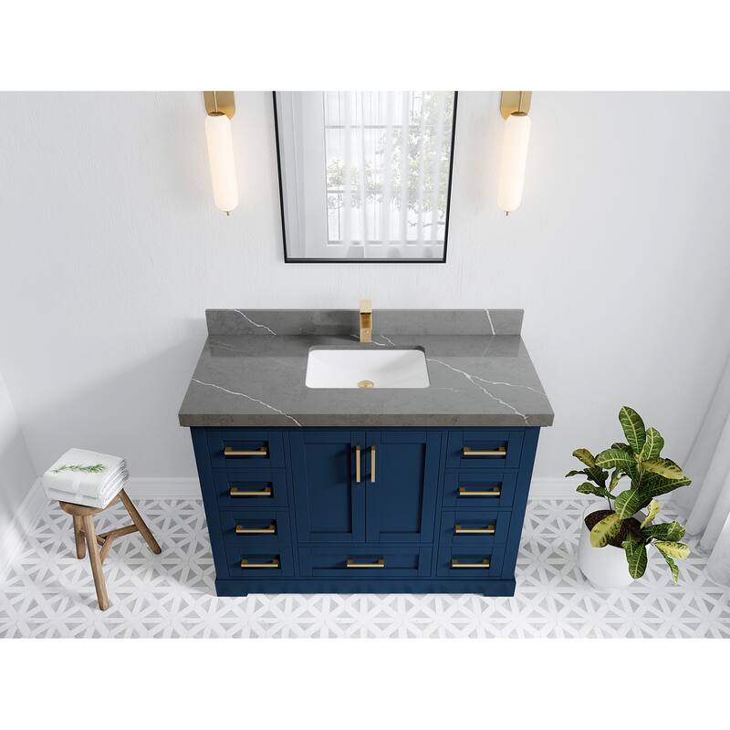 Willow Collection 48 in W x 22 in D x 36 in H Boston Single Bowl Sink Bathroom Vanity with Countertop