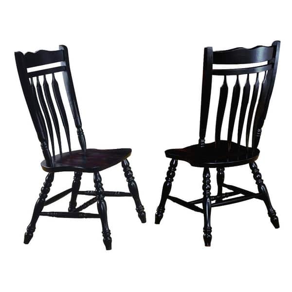 Shop Set Of 2 Antique Black Curved Back Wooden Dining Chairs 42 On Sale Overstock 29857616