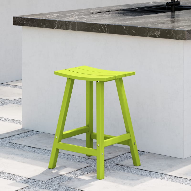 Laguna Hdpe All Weather Outdoor Patio 24" Saddle Seat Counter Stool