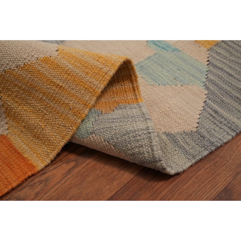 Hand Woven Oriental 100% Wool Carpet Southwestern Tribal Multi-Colored Kilim Area Rug - 9' 9'' X 6' 4''
